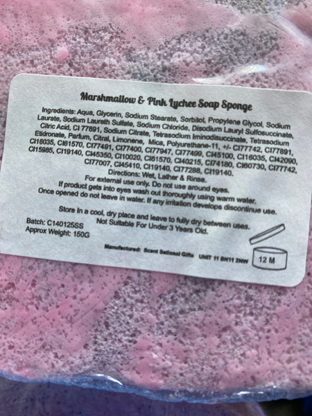 Marshmallow & Pink Lychee Soap Sponge